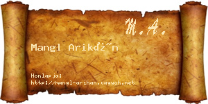 Mangl Arikán névjegykártya